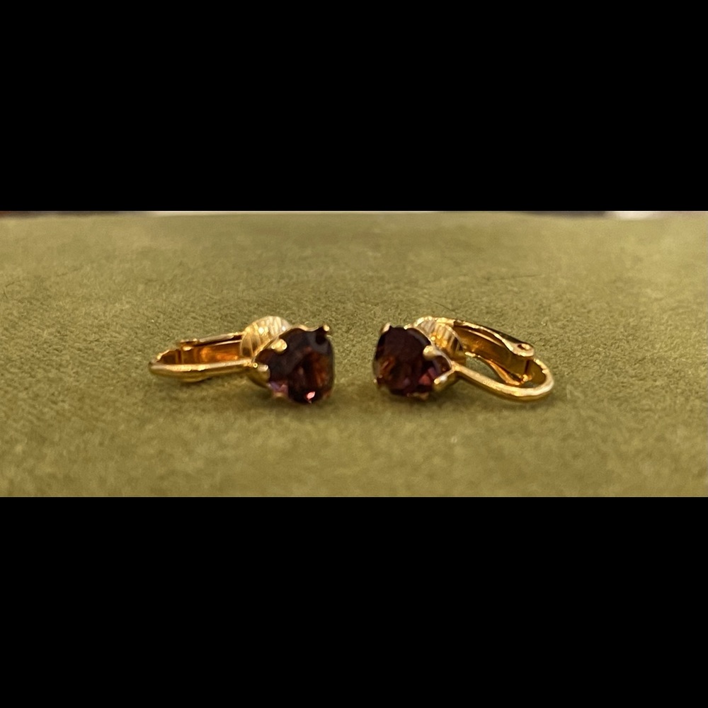 Dainty Purple Amethyst  Clip-on Earrings